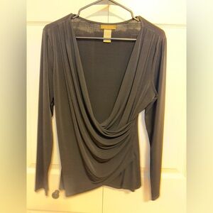 Miss Tina Black Drape Front Blouse